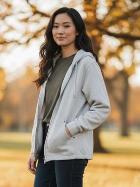 Ralph Lauren Zip Up Hoodie Sweatshirt Sz 1X 16 18 Gray Activewear Casual Comfort
